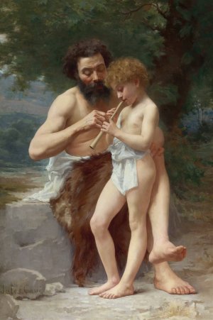 La Lecon De Flute by Jules-Cyrille Cave Oil Painting