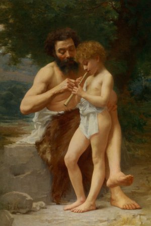 La Lecon de Flute by Jules-Cyrille Cave Oil Painting
