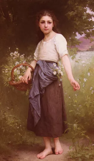 Picking Daisies by Jules-Cyrille Cave - Oil Painting Reproduction