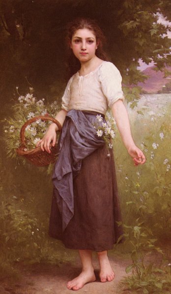 Main Product Photo of Picking Daisies Painting by Jules-Cyrille Cave