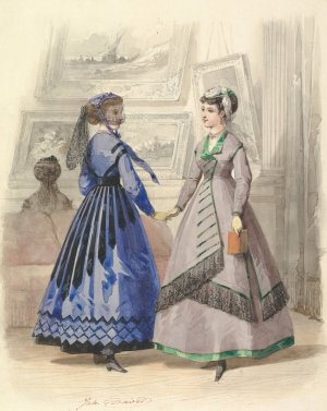 Two Women in an Art Gallery by Jules David Oil Painting