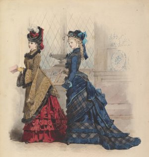 Two Women in Day Dresses by Jules David Oil Painting