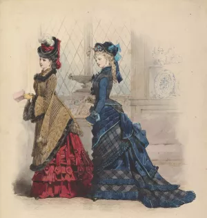 Two Women in Day Dresses by Jules David Oil Painting