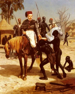An Exotic Visitor by Jules Didier Oil Painting