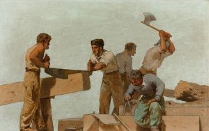 La charpente by Jules Didier Oil Painting