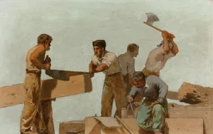 La charpente by Jules Didier Oil Painting