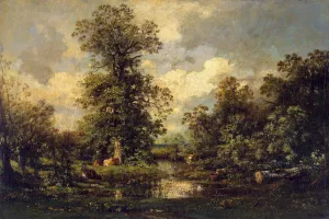 Forest Landscape by Jean Baptise Duprac Oil Painting