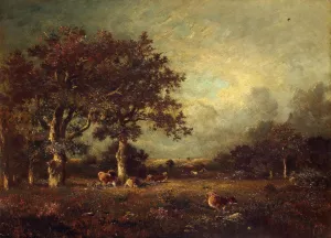 Landscape with Cows by Jean Baptise Duprac - Oil Painting Reproduction