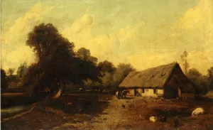 The Barnyard by Jean Baptise Duprac Oil Painting