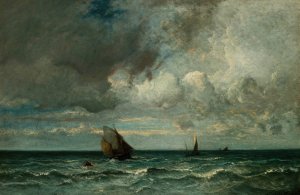 Barks Fleeing Before the Storm by Jules Dupre Oil Painting