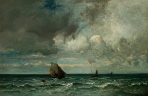 Barks Fleeing Before the Storm by Jules Dupre Oil Painting