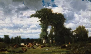 Landscape with Cattle at Limousin by Jules Dupre Oil Painting