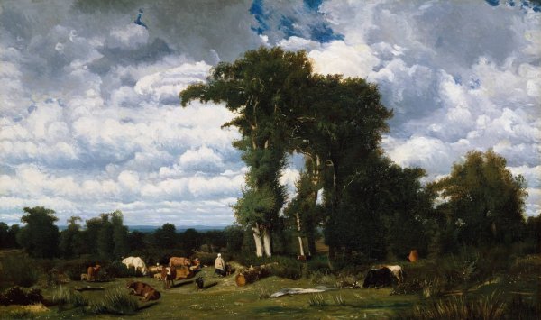 Landscape with Cattle at Limousin  by Jules Dupre - Hand-Painted Oil Painting Reproduction