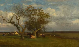Landscape With Cows by Jules Dupre Oil Painting