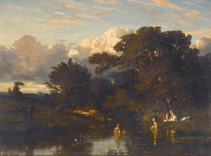 Les Baigneuses by Jules Dupre Oil Painting
