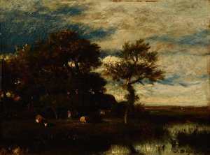 Paysage avec cours d'eau by Jules Dupre Oil Painting
