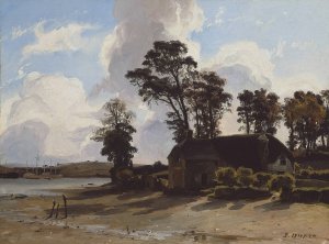 The Estuary Farm by Jules Dupre Oil Painting