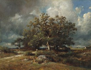The Old Oak by Jules Dupre Oil Painting
