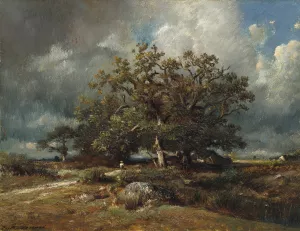 The Old Oak by Jules Dupre Oil Painting