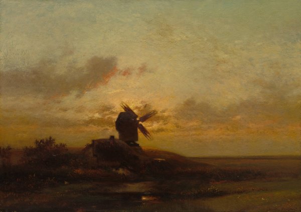 The Windmill  by Jules Dupre - Hand-Painted Oil Painting Reproduction