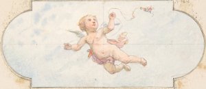A winged putto by Jules-Edmond-Charles Lachaise Oil Painting