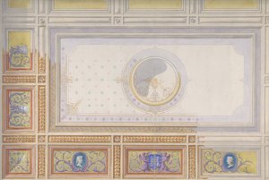 Ceiling Design for Bedroom of Duchesse de Newcastle, Hotel of Madame Hope by Jules-Edmond-Charles Lachaise Oil Painting