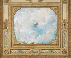 Design for a ceiling decorated with clouds and birds by Jules-Edmond-Charles Lachaise Oil Painting