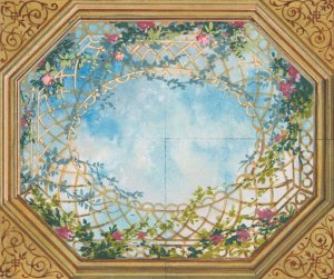 Design for a ceiling painted with clouds, trellises, and roses by Jules-Edmond-Charles Lachaise Oil Painting