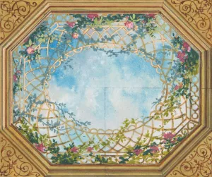 Design for a ceiling painted with clouds, trellises, and roses by Jules-Edmond-Charles Lachaise Oil Painting