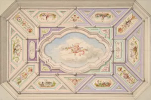 Design for a ceiling with a putto by Jules-Edmond-Charles Lachaise Oil Painting
