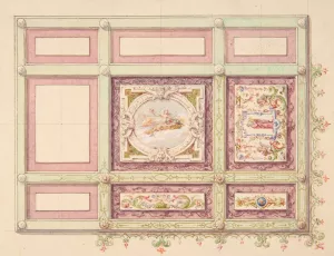 Design for a ceiling with allegorical panels Oil painting by Jules-Edmond-Charles Lachaise