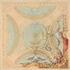 Design for a ceiling with garland bearing putti by Jules-Edmond-Charles Lachaise Oil Painting