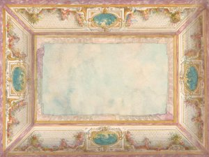 Design for a ceiling with trompe l'oeil balustrade and putti by Jules-Edmond-Charles Lachaise Oil Painting