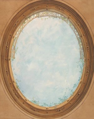 Design for a ceiling with trompe l'oeil balustrade and sky by Jules-Edmond-Charles Lachaise Oil Painting