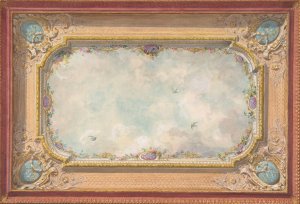 Design for a ceiling with trompe l'oeil sky by Jules-Edmond-Charles Lachaise Oil Painting
