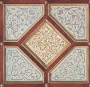 Design for a coffered ceiling with alternative decorative patterns by Jules-Edmond-Charles Lachaise Oil Painting