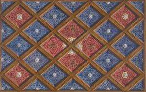 Design for a coffered ceiling with painted initials; SRI Oil painting by Jules-Edmond-Charles Lachaise