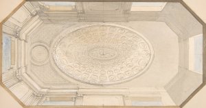 Design for a coiffered ceiling by Jules-Edmond-Charles Lachaise Oil Painting