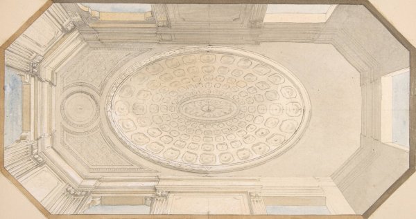 Design for a coiffered ceiling  by Jules-Edmond-Charles Lachaise - Hand-Painted Oil Painting Reproduction