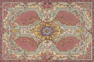 Design for a Painted Ceiling with Strapwork and Foliage on a Rose Background by Jules-Edmond-Charles Lachaise Oil Painting