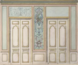 Design for a Pair of Doors Joined by an Ornamental Panel by Jules-Edmond-Charles Lachaise Oil Painting
