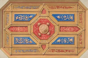 Design for a paneled ceiling by Jules-Edmond-Charles Lachaise Oil Painting