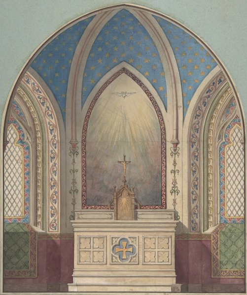 Design for Altar, Saint Clotilde  by Jules-Edmond-Charles Lachaise - Hand-Painted Oil Painting Reproduction