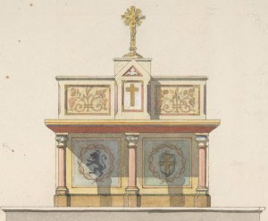 Design for an altar table surmounted by a crucifixion by Jules-Edmond-Charles Lachaise Oil Painting