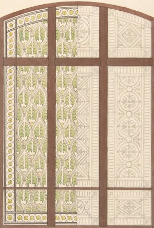 Design for an arched stained glass window, showing two alternative patterns by Jules-Edmond-Charles Lachaise Oil Painting