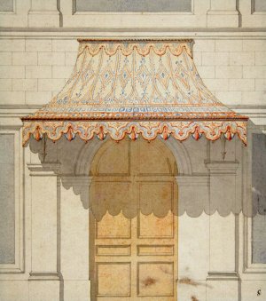 Design for an awning over a door, in Moorish style by Jules-Edmond-Charles Lachaise Oil Painting