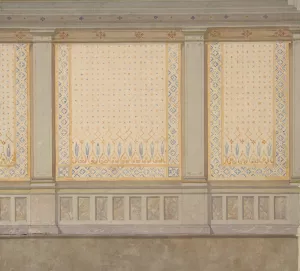 Design for decoration of a wall with painted panels separated by pilasters by Jules-Edmond-Charles Lachaise Oil Painting
