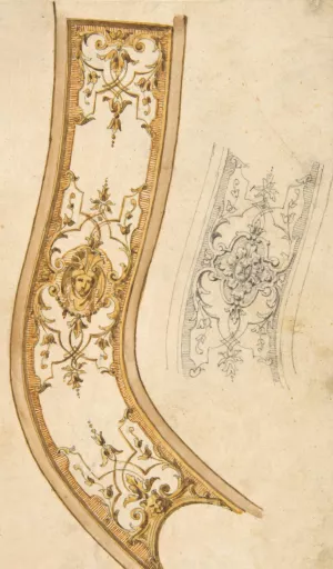 Design for decorative border by Jules-Edmond-Charles Lachaise Oil Painting