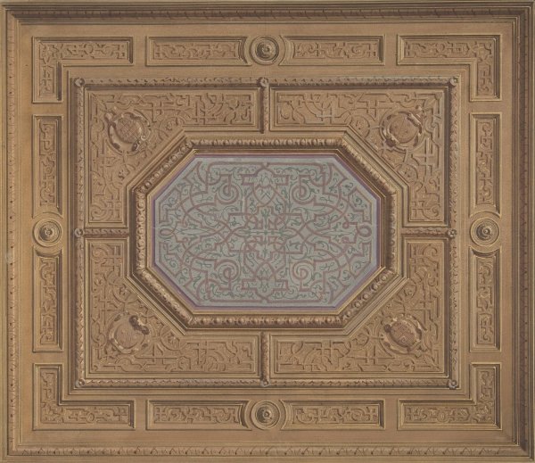 Design for Dining Room Ceiling, Neudeck  by Jules-Edmond-Charles Lachaise - Hand-Painted Oil Painting Reproduction