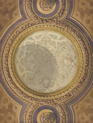Design for Domed Ceiling for Mme Paiva's Chateau at Neudeck by Jules-Edmond-Charles Lachaise Oil Painting
